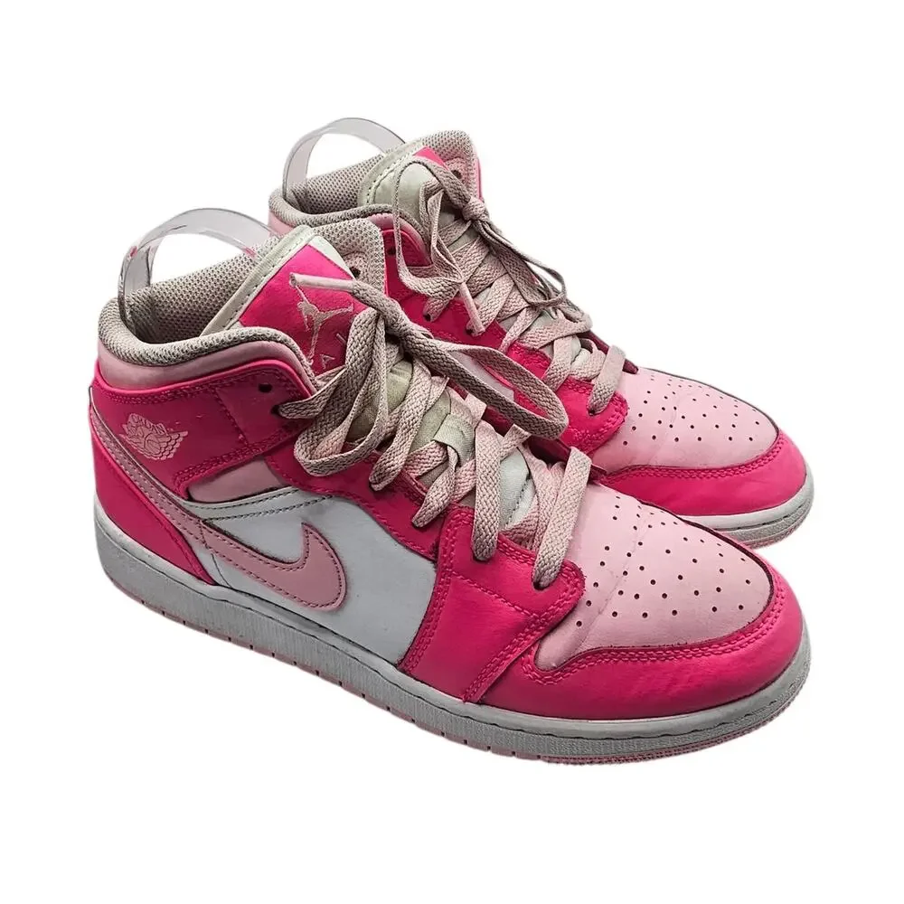 Nike Youth Fierce Pink Air Jordan 1 Mid GS Athletic Casual Sneaker